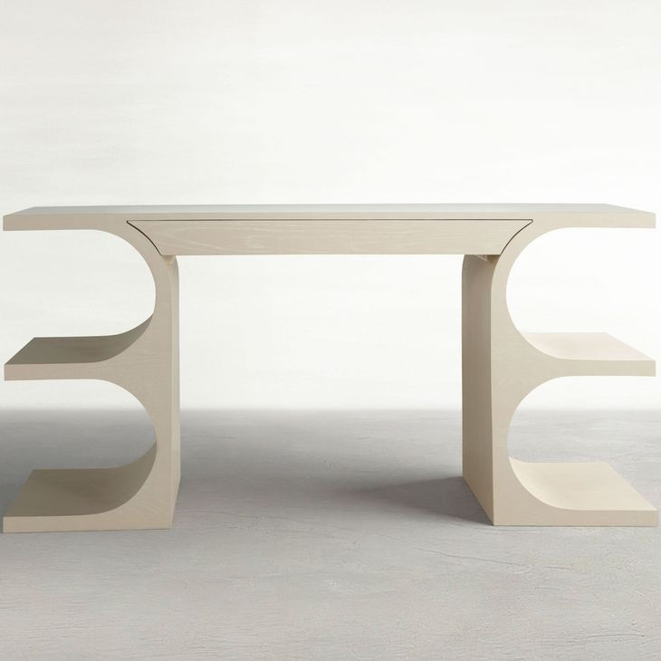 Erin Cerused White 64" Writing Desk