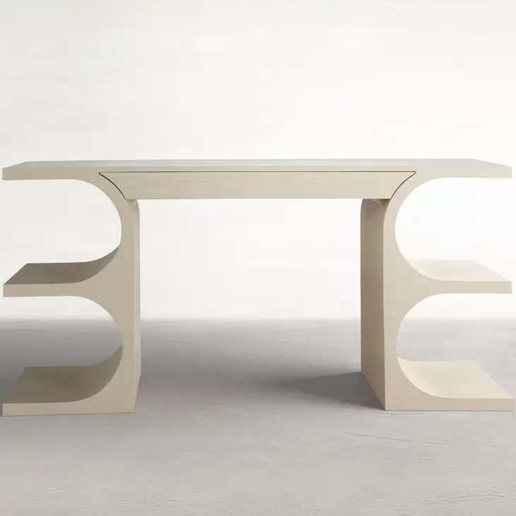 Erin Cerused White 64" Writing Desk