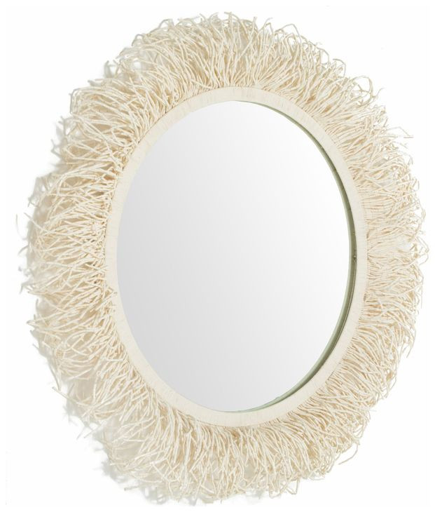 Giselle Winter White Round Accent Mirror