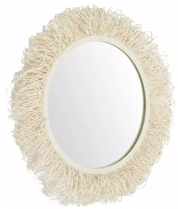 Giselle Winter White Round Accent Mirror
