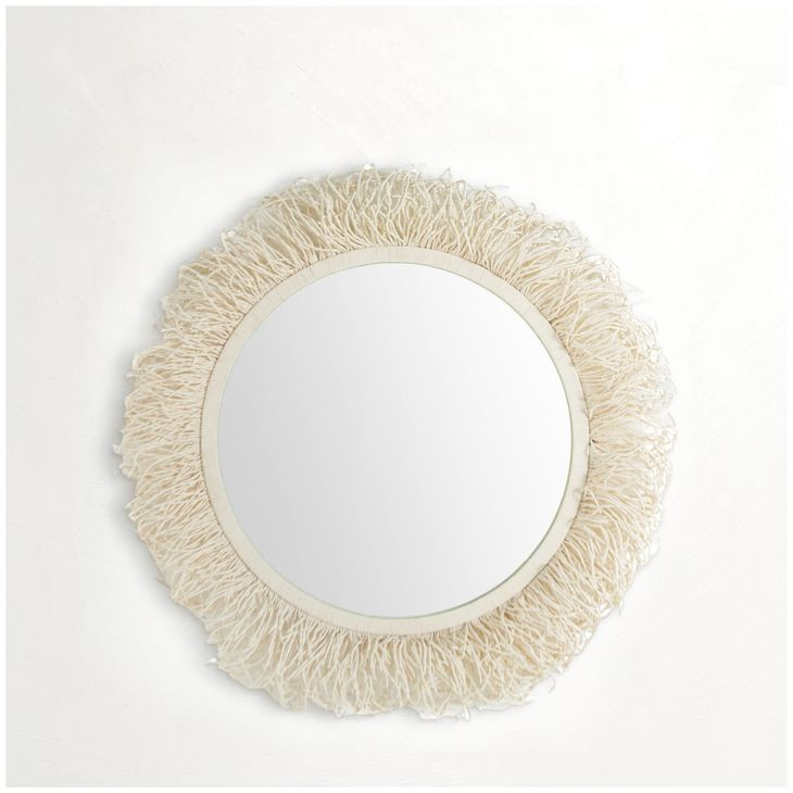 Giselle Winter White Round Accent Mirror