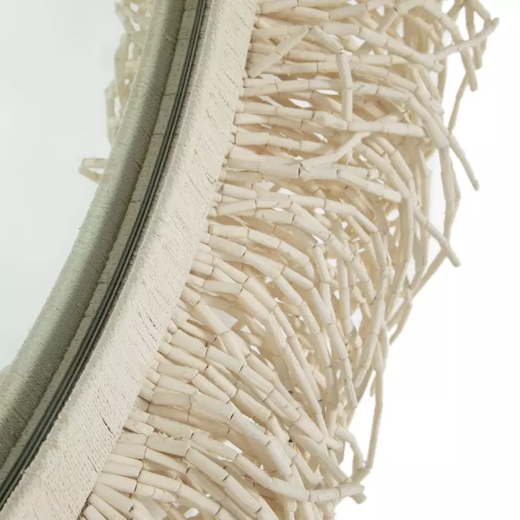 Giselle Winter White Round Accent Mirror