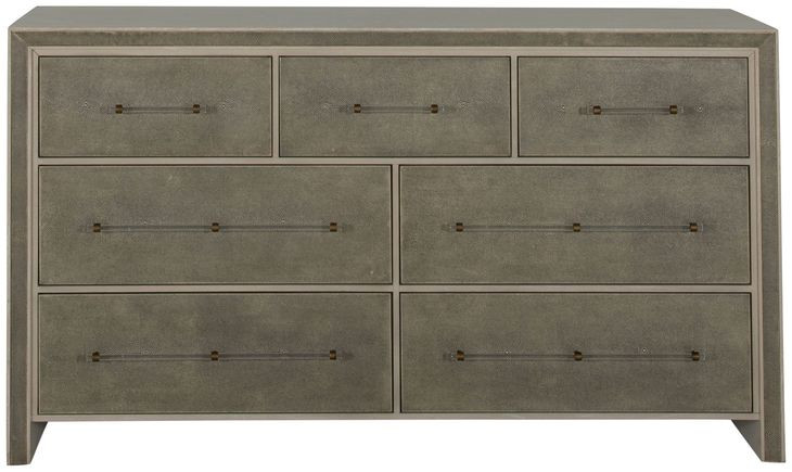 Alford Cerused White and Natural Shagreen 7 Drawer Dresser