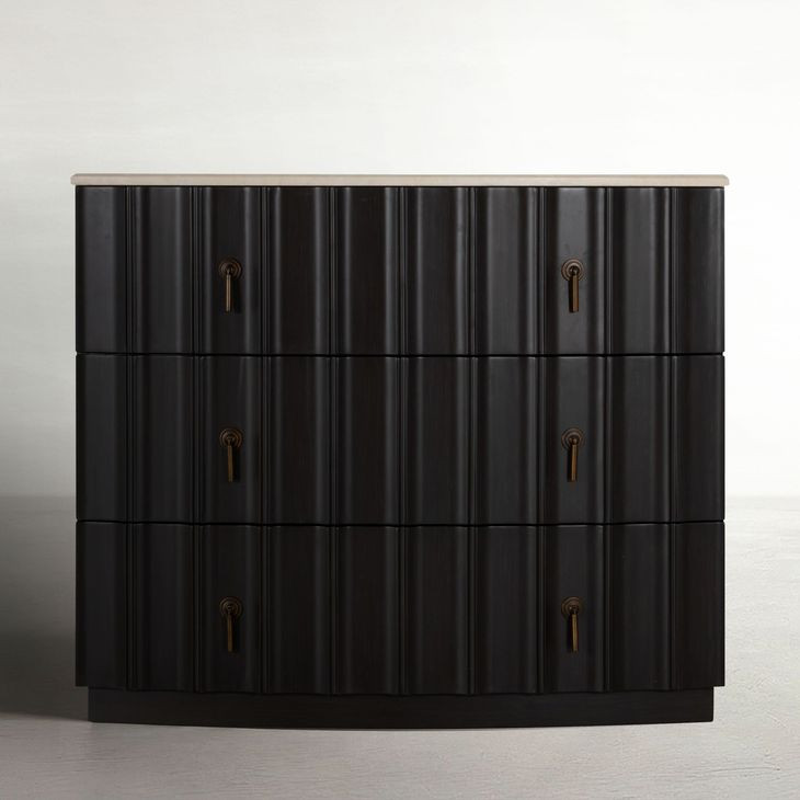 Sergio Sesame Black and Marble 3 Drawer Chest