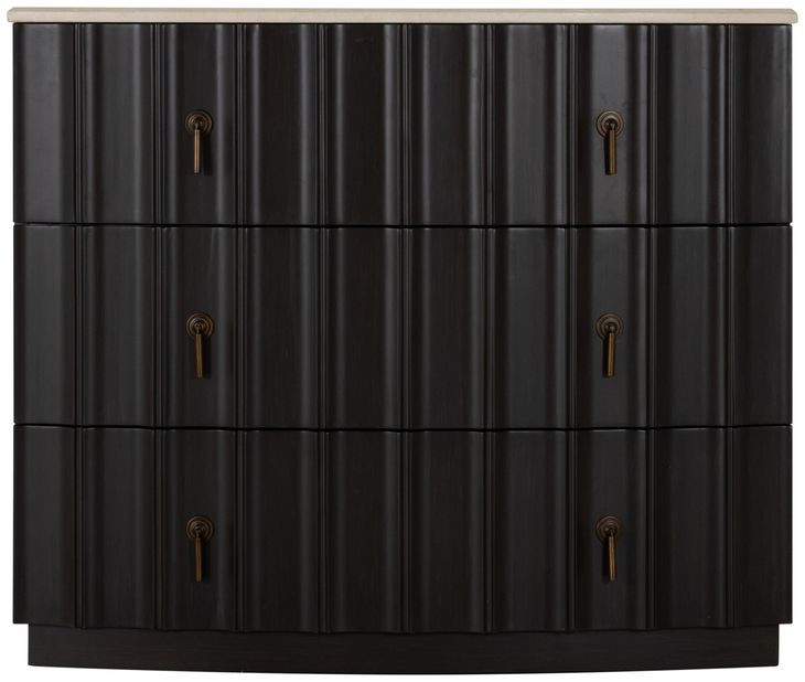 Sergio Sesame Black and Marble 3 Drawer Chest