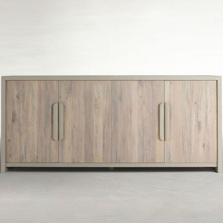 Zacariah Natural Spalted and Cerused White 4 Door Sideboard