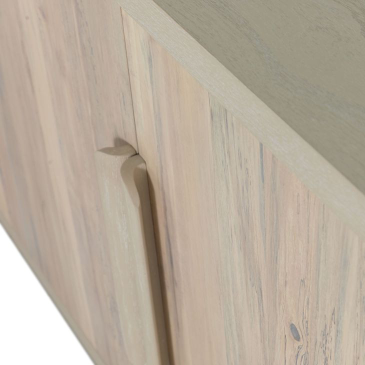 Zacariah Natural Spalted and Cerused White 4 Door Sideboard