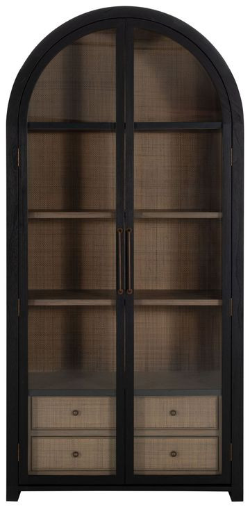 Elsa Brushed Black and Blonde Natural 2 Glass Door Display Cabinet