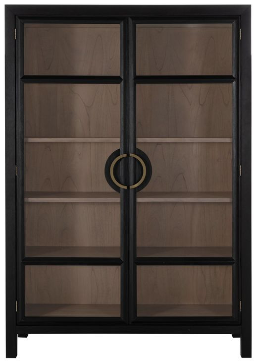 Elias Natural Bay and Brushed Black 2 Glass Door Cabinet