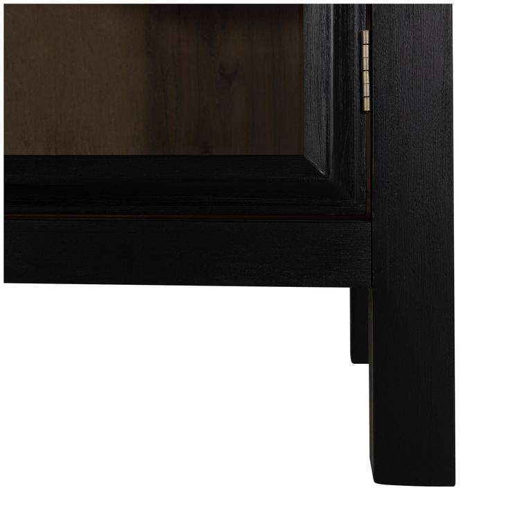 Elias Natural Bay and Brushed Black 2 Glass Door Cabinet