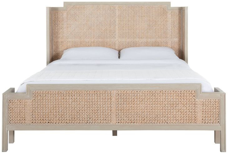Camille Cerused White and Beige King Panel Bed
