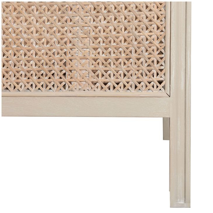 Camille Cerused White and Beige King Panel Bed
