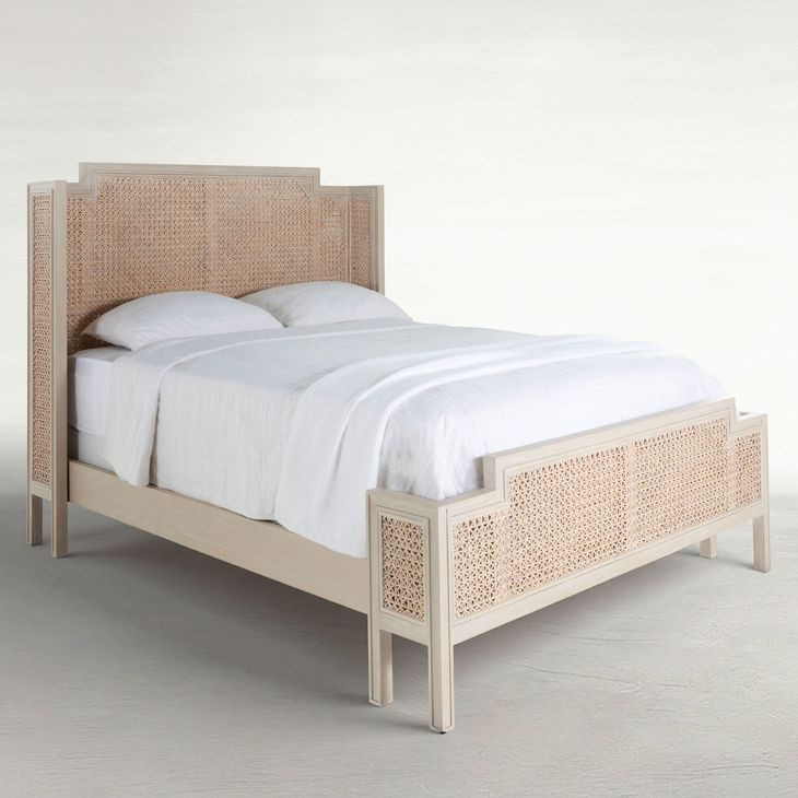 Camille Cerused White and Beige Queen Panel Bed