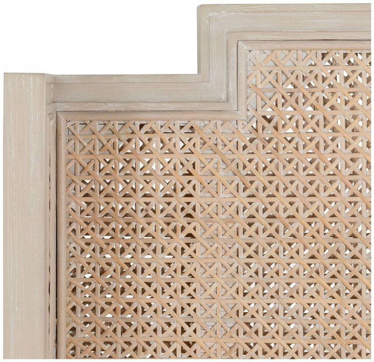 Camille Cerused White and Beige Queen Panel Bed