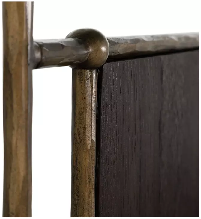 Reese Cerused Forest Black and Dark Antique Brass Queen Canopy Bed