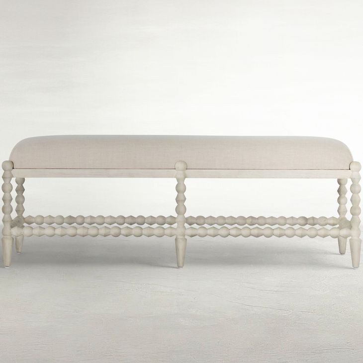 Jennifer White Upholstered 58" Bed Bench