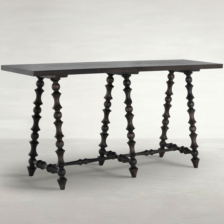 Kirkwood Cerused Forest Black Rectangular Console Table