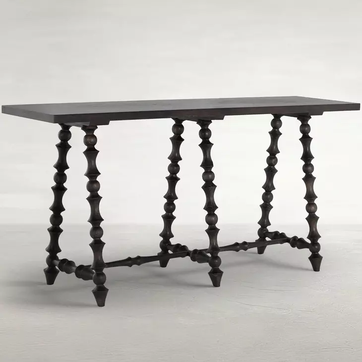 Kirkwood Cerused Forest Black Rectangular Console Table