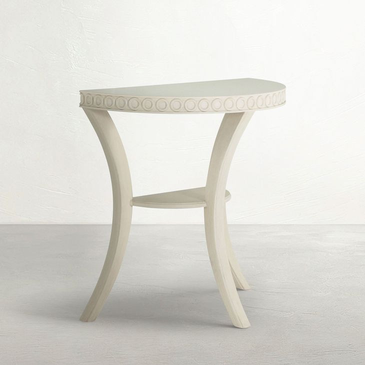 Linda Sesame White Demilune Console Table