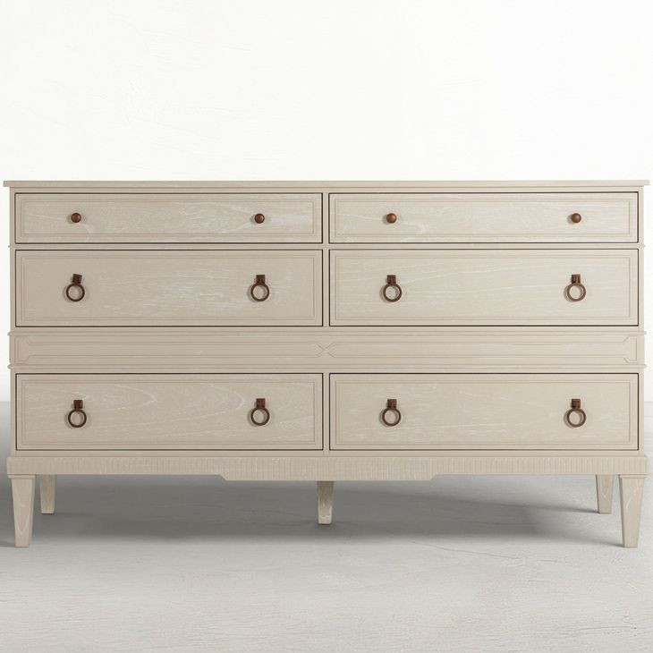 Archie Cerused White 6 Drawer Dresser