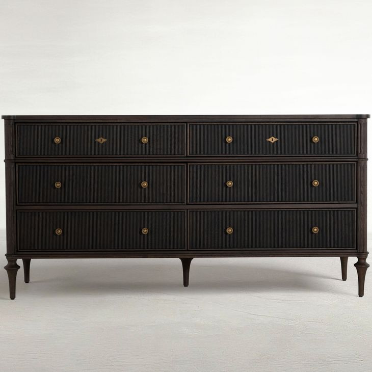 Andrea Dark Stained Oak 6 Drawer Dresser