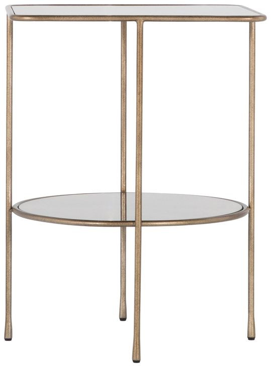 Ernest Antique Champagne Square Glass Top Side Table