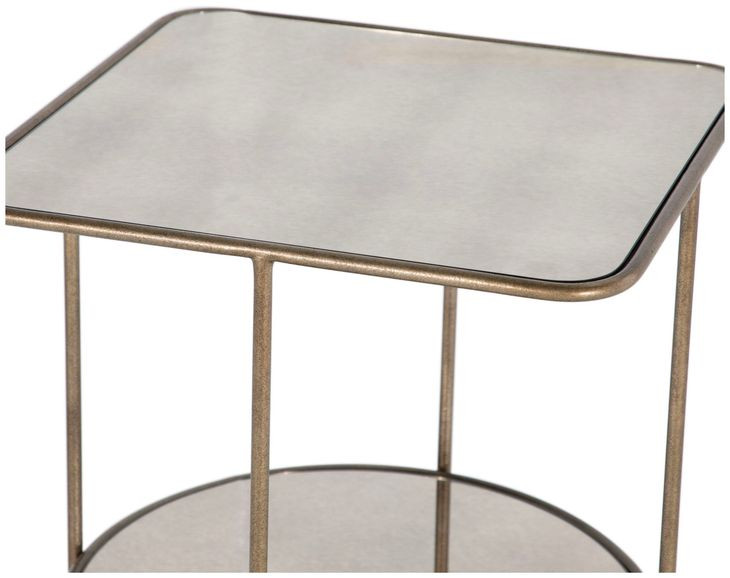 Ernest Antique Champagne Square Glass Top Side Table