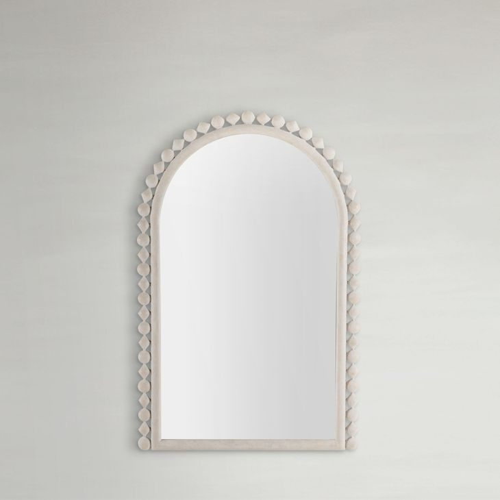 Belle Distressed White Arched Vanity Mirror