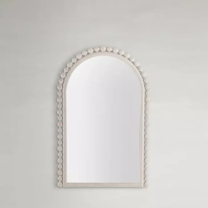 Belle Distressed White Arched Vanity Mirror