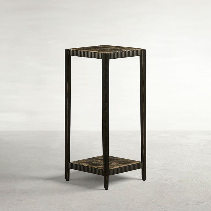 Ariana Forged Antique Bronze and Marron Imperial Marble Square Drink Table