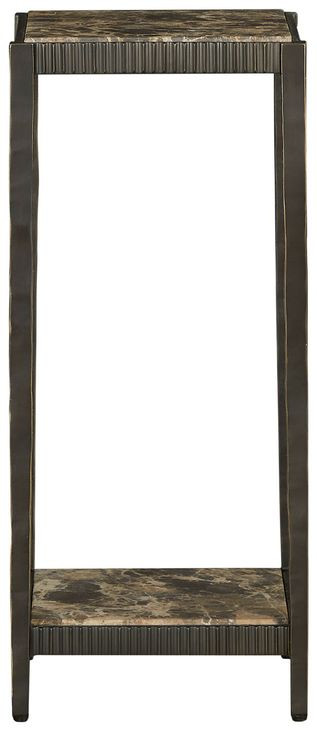 Ariana Forged Antique Bronze and Marron Imperial Marble Square Drink Table