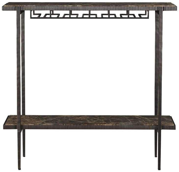Ariana Forged Antique Bronze and Marron Imperial Rectangular Marble Top Bar Console