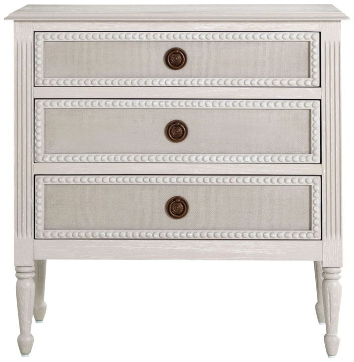 Caroline Cerused White 3 Drawer Nightstand