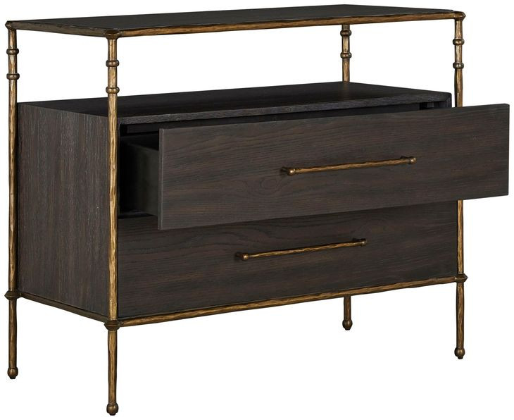 Reese Cerused Forest Black and Dark Antique Brass Canopy Bedroom Set