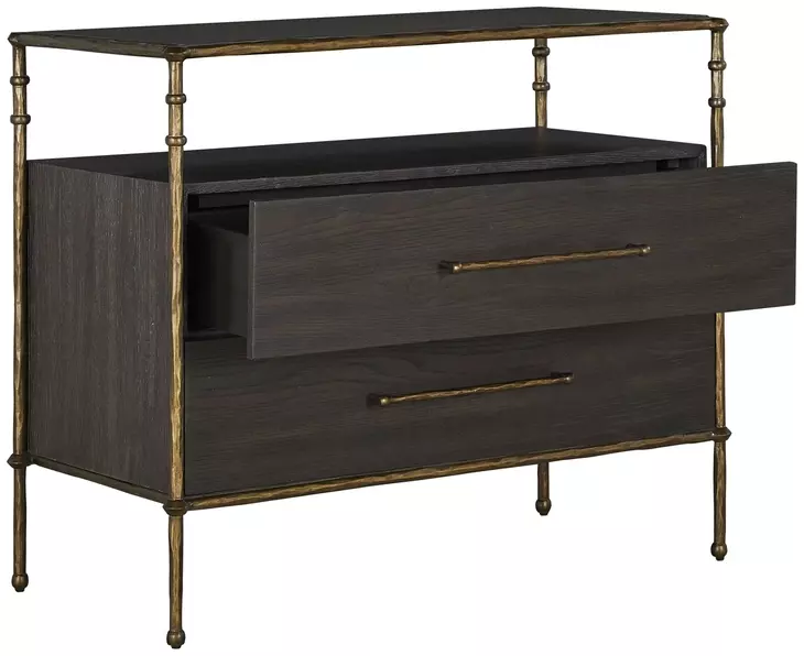 Reese Cerused Forest Black and Dark Antique Brass Canopy Bedroom Set