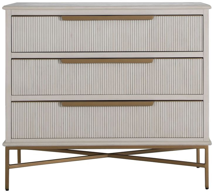 Riggs Stained Gold and Distressed Antique White 3 Drawer Chest