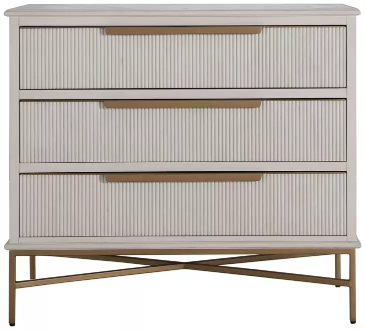 Riggs Stained Gold and Distressed Antique White 3 Drawer Chest