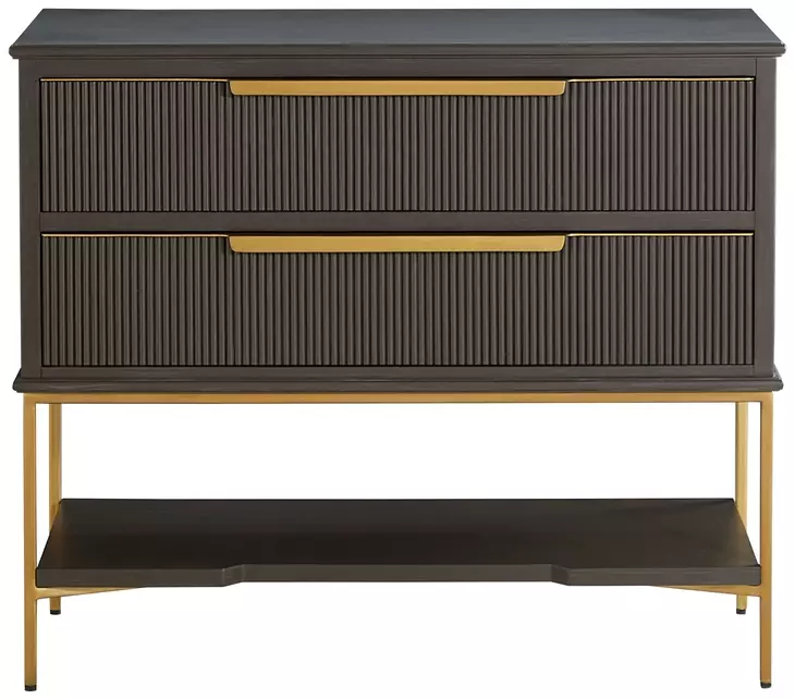 Riggs Sesame Black and Stained Gold 2 Drawer Nightstand