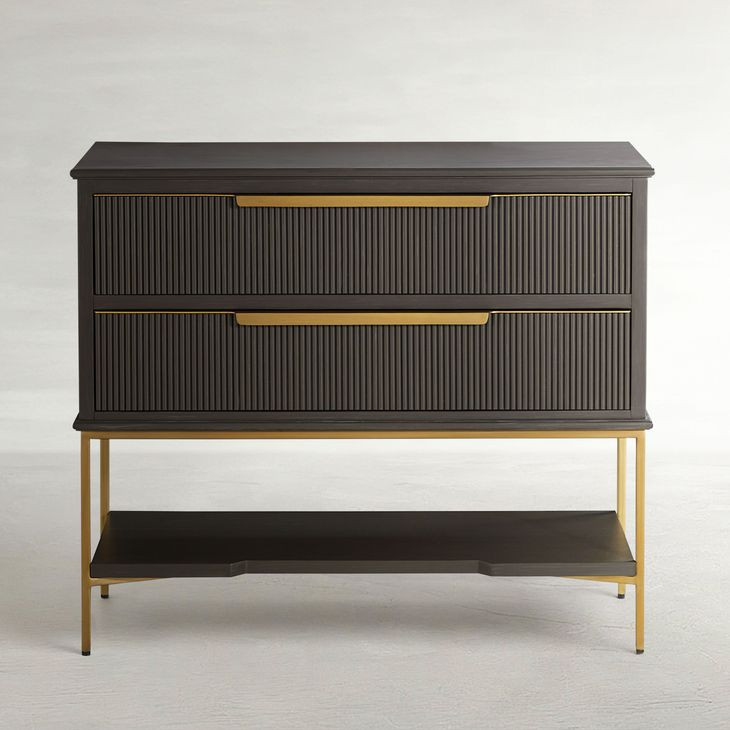 Riggs Sesame Black and Stained Gold 2 Drawer Nightstand