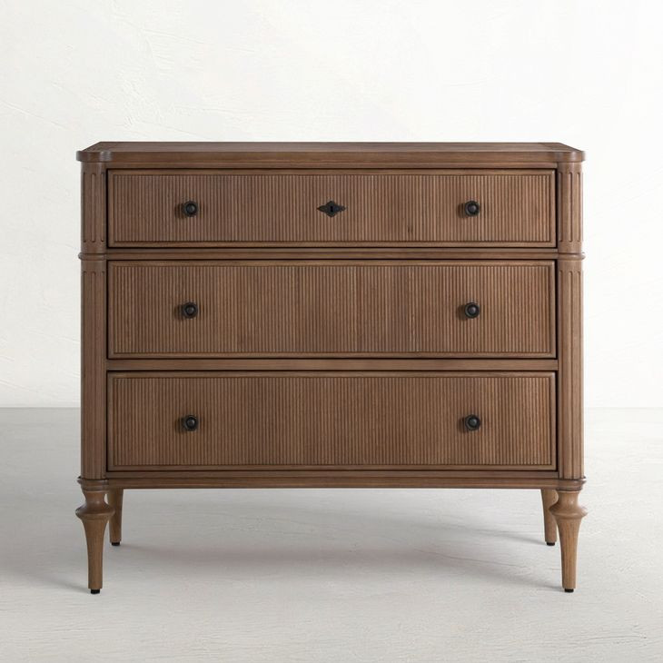 Andrea Satin Oak 3 Drawer Chest