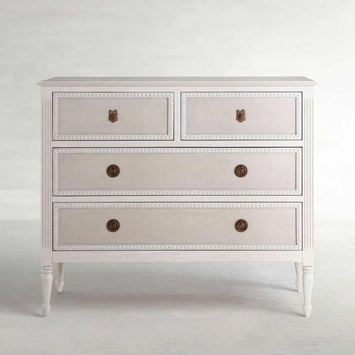 Caroline Cerused White and Brown 4 Drawer Chest