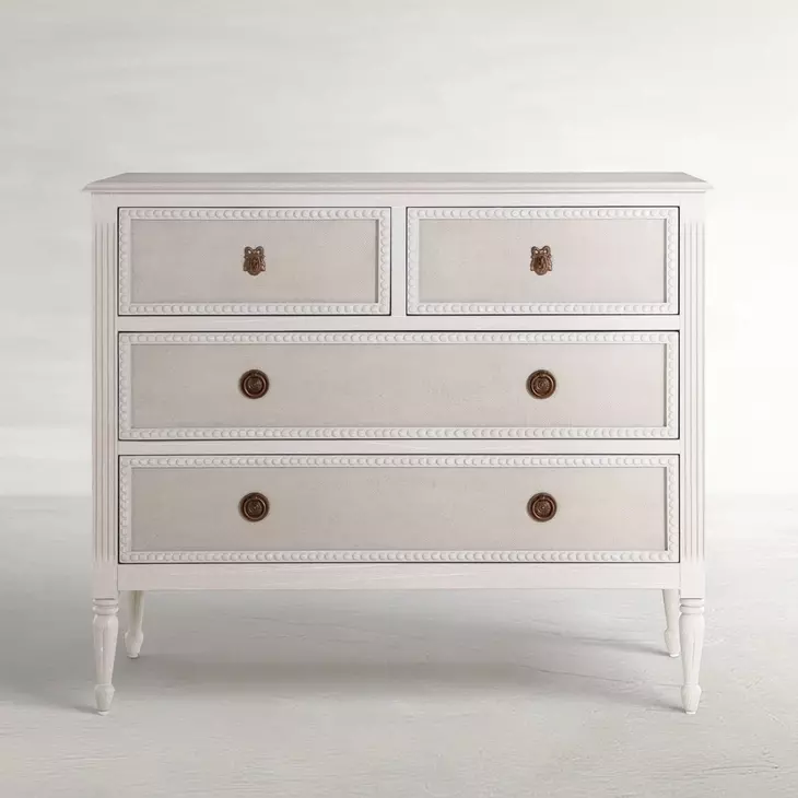 Caroline Cerused White and Brown 4 Drawer Chest