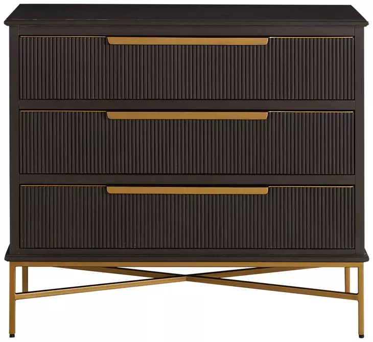 Riggs Sesame Black and Stained Brass 3 Drawer Chest