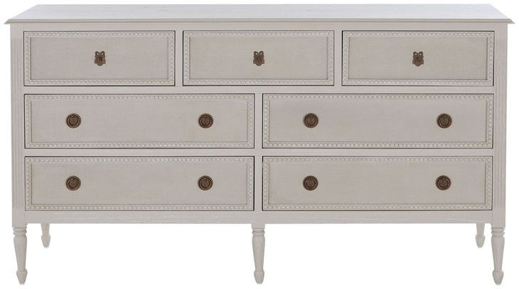 Caroline Cerused White 7 Drawer Dresser