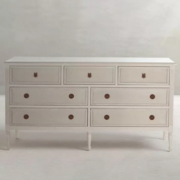 Caroline Cerused White 7 Drawer Dresser