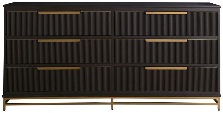 Riggs Stained Gold and Sesame Black 6 Drawer Dresser