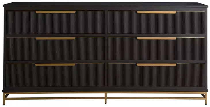 Riggs Stained Gold and Sesame Black 6 Drawer Dresser