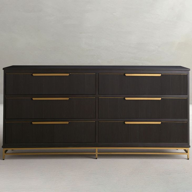 Riggs Stained Gold and Sesame Black 6 Drawer Dresser