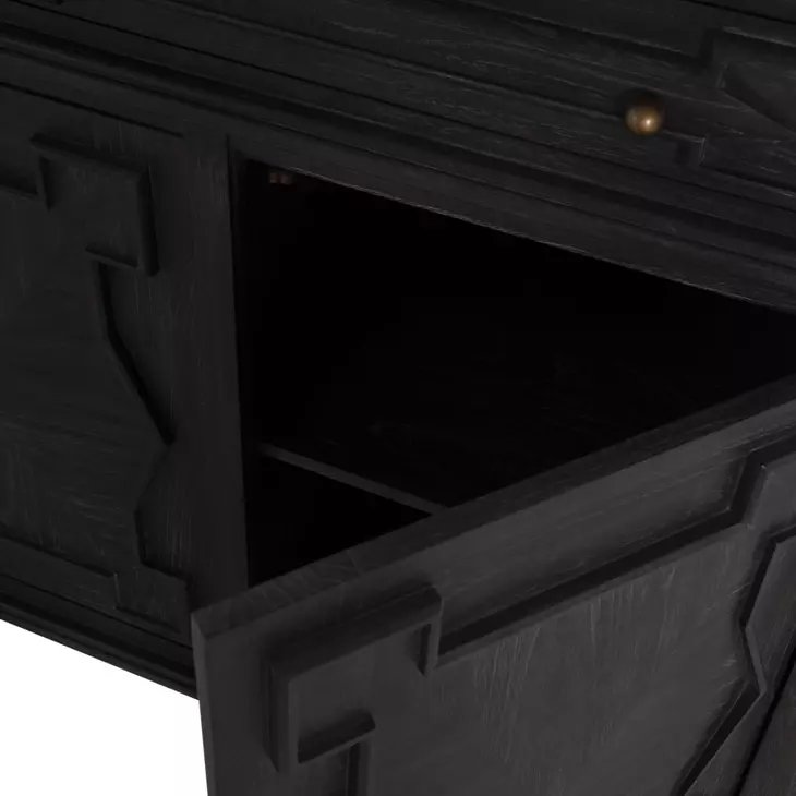 Ezekiel Cerused Forest Black 3 Door Sideboard