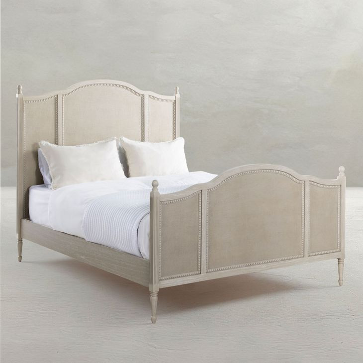 Caroline Cerused White Queen Panel Bed